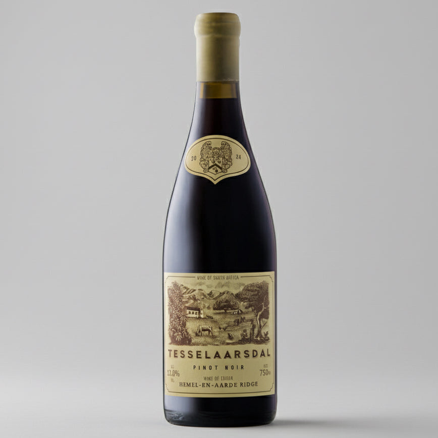 Savoury spice & red cherry Pinot Noir from Hemel-en-Aarde Ridge. Hand-harvested, wild-fermented, aged 9 mo in French oak. Elegant, sustainable, pure.